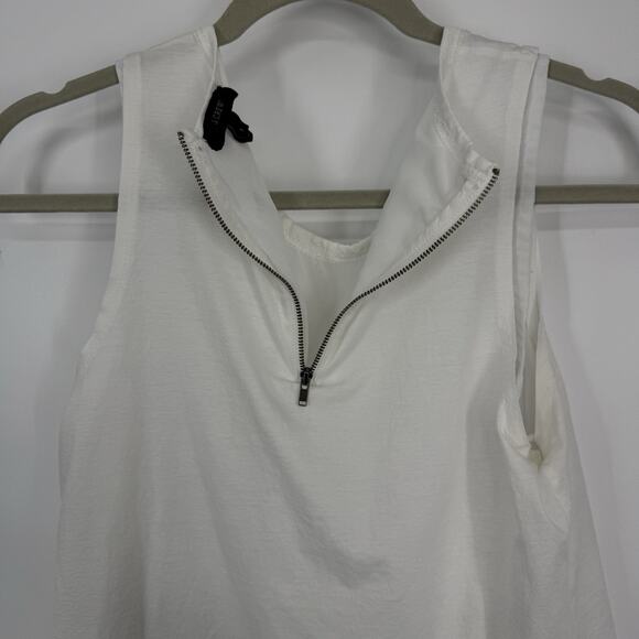 J Crew Womens Sleeveless Layered Top size Small White Chiffon Hem Zipper Back - Picture 7 of 12